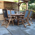 Turnbury Extending Table Set with 6 Henley Reclining Folding Chairs from Roseland Furniture