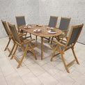 Ellipse FSC Table Set with 6 Recliner Folding Chairs from Roseland Furniture