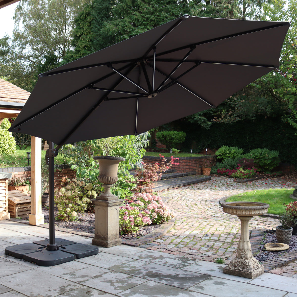 3.5m LED Cantilever Parasol Grey from Roseland Furniture
