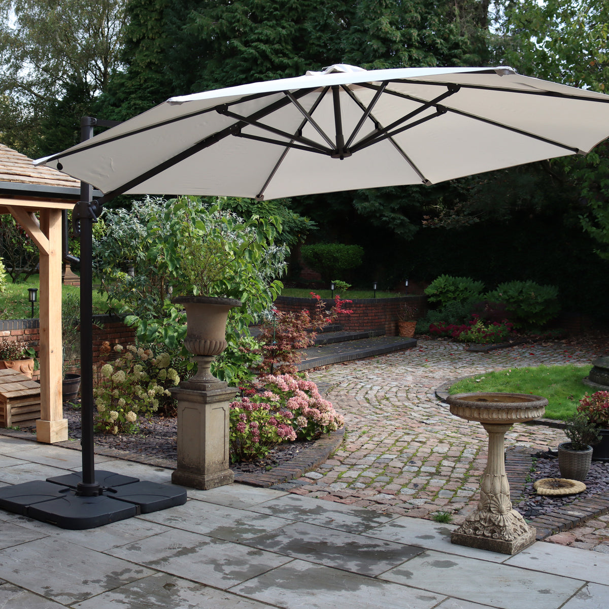 3.5m LED Cantilever Parasol Ivory from Roseland Furniture