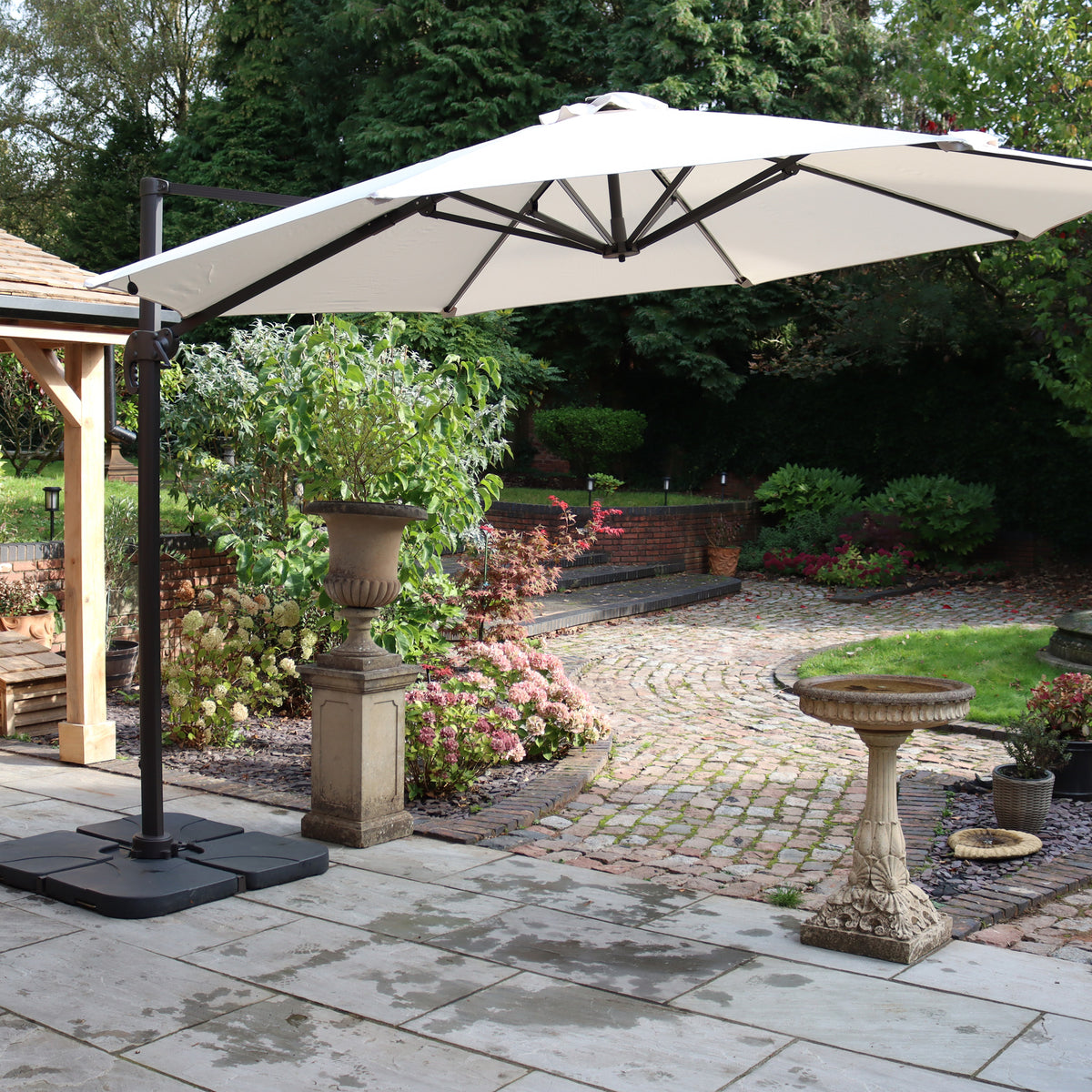 3.5m LED Cantilever Parasol Ivory from Roseland Furniture