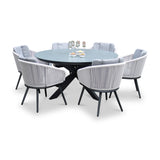Aspen 150cm Round Grey Table w 6 Rope Chairs from Roseland Furniture