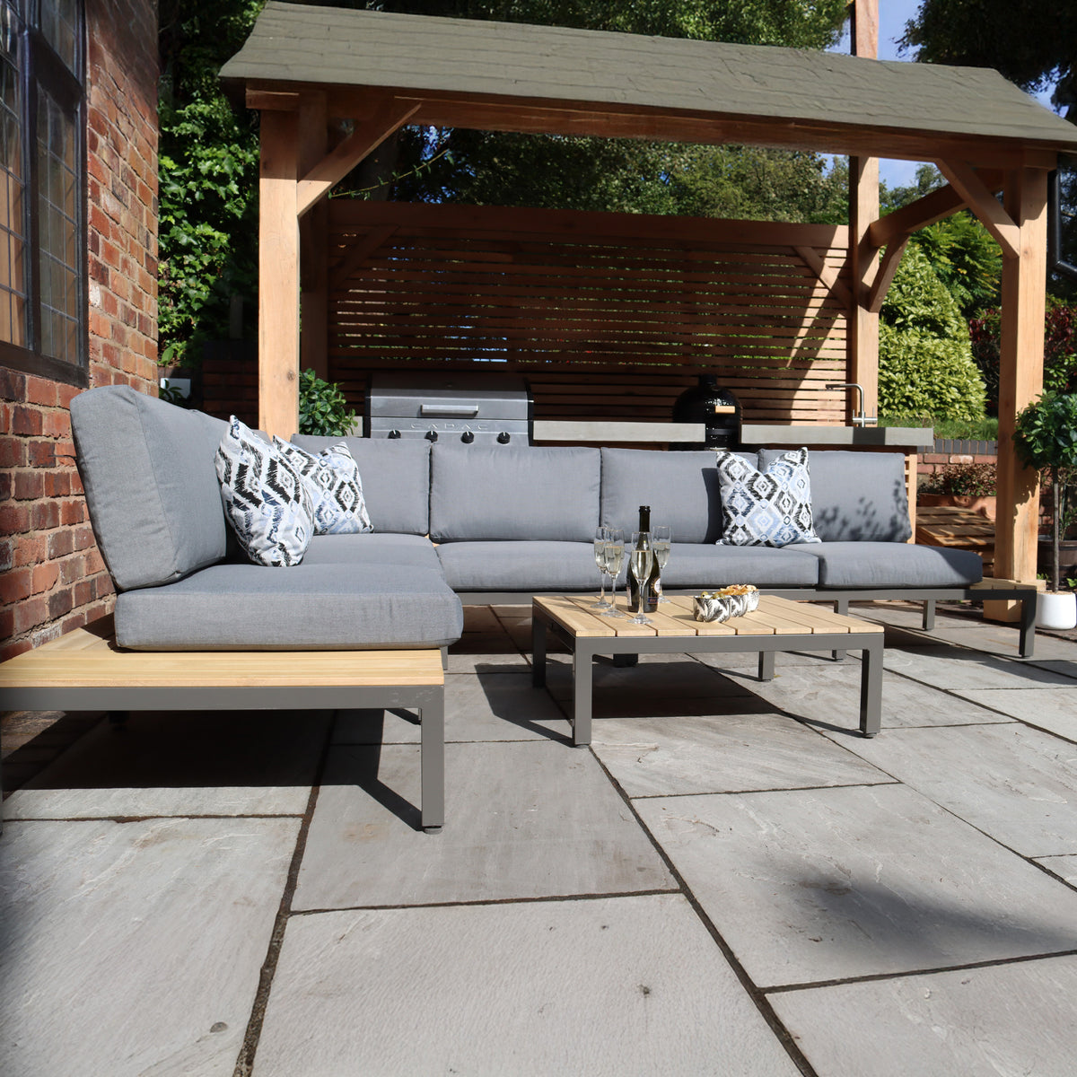 Aspen Garden Lounge Set with Teak Coffee and Side Tables from Roseland Furniture