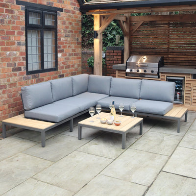 Aspen Mini Garden Lounge Set with Teak Coffee and Side Tables