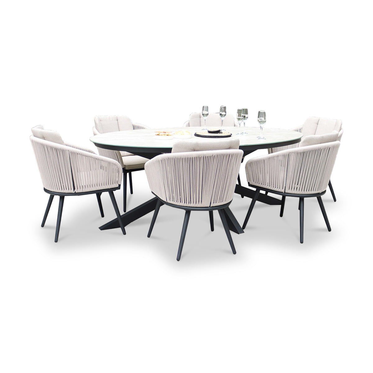 Bali 200cm Oval Table w 6 Bali Rope Chairs from Roseland Furniture