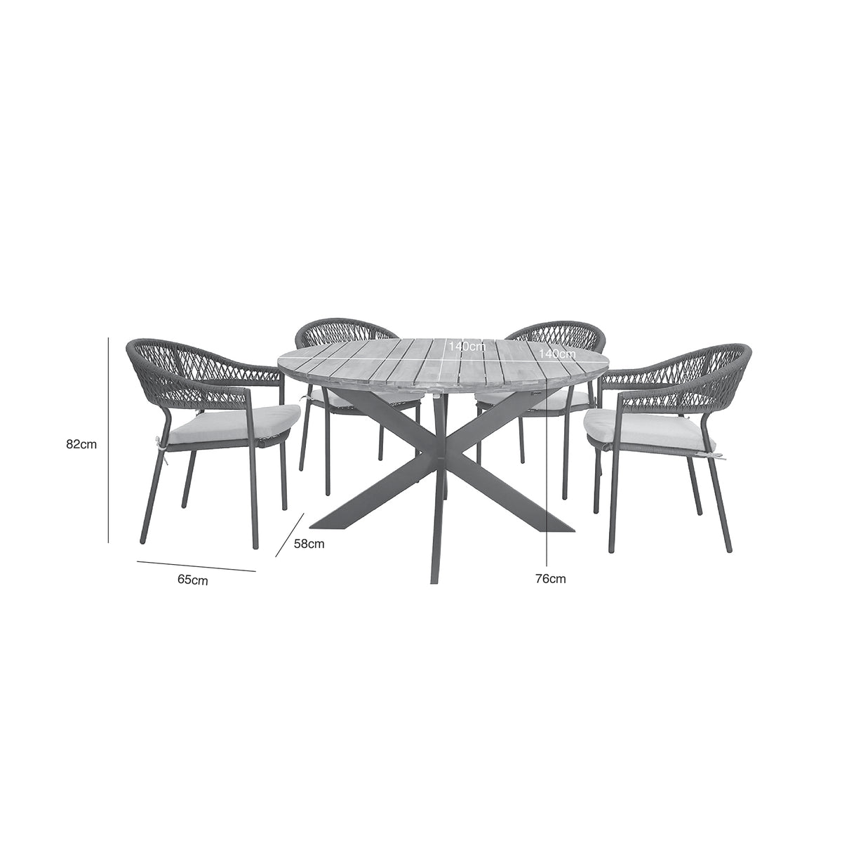 Maze Bali 4 Seat 140cm Round Dining Set