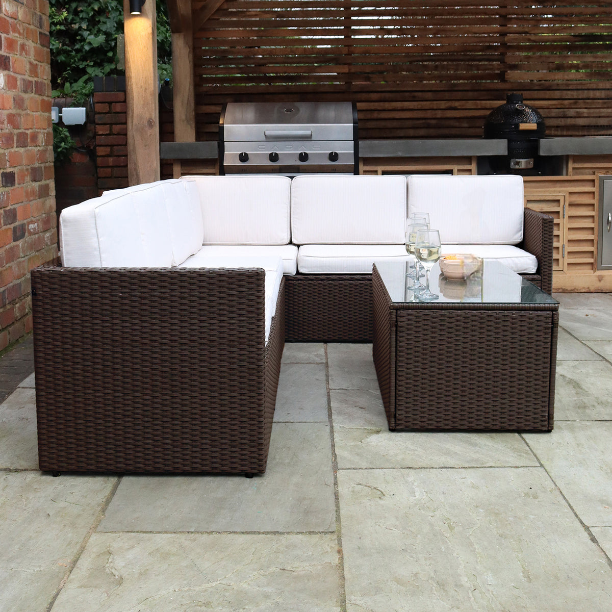 Berlin Rattan Garden Corner Lounge Brown from Roseland Furniture