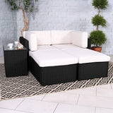 Rattan Multipositonal Lounge Set with Console Black from Roseland Furniture