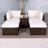 Rattan Multipositonal Lounge Set with Console Brown from Roseland Furniture