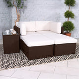 Rattan Multipositonal Lounge Set with Console Brown from Roseland Furniture