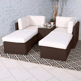 Rattan Multipositonal Lounge Set with Console Brown from Roseland Furniture