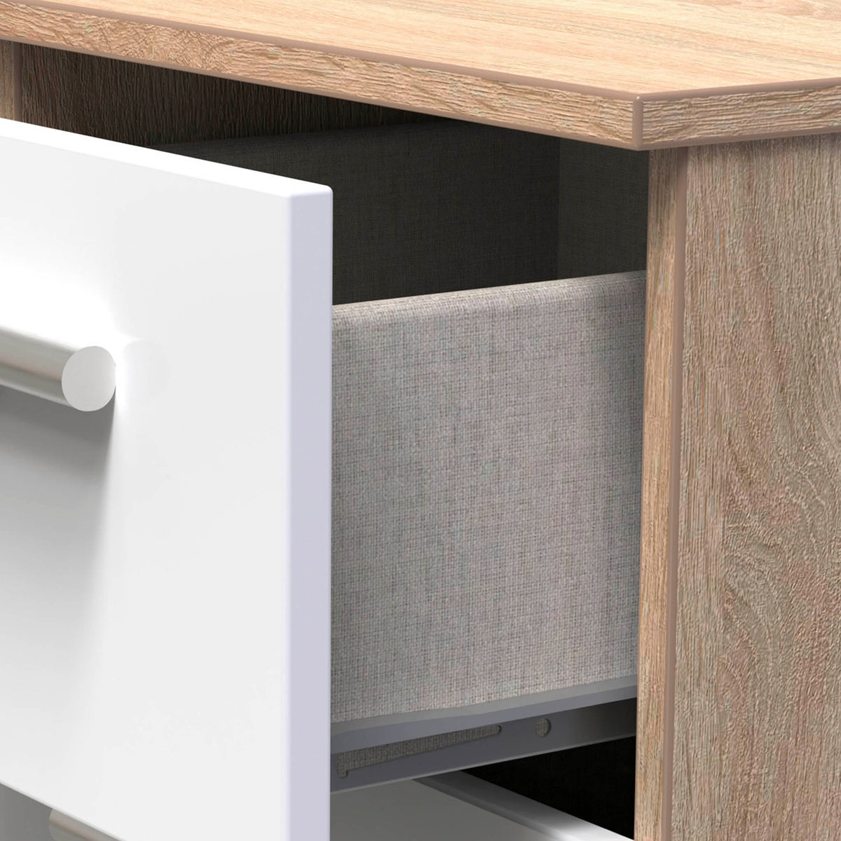 Blakely White & Light Oak Wireless Charging 2 Drawer Cabinet