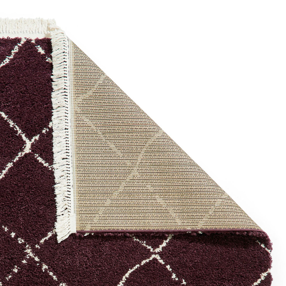 Purple Willow Shaggy Tasselled Diamond Rug from Roseland Furniture