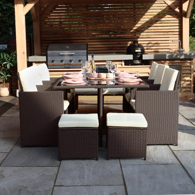 Cannes 10 Seater Rattan Cube Dining Set
