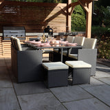 Cannes Grey Rattan 10 Seater Cube Sining Set from Roseland Furniture