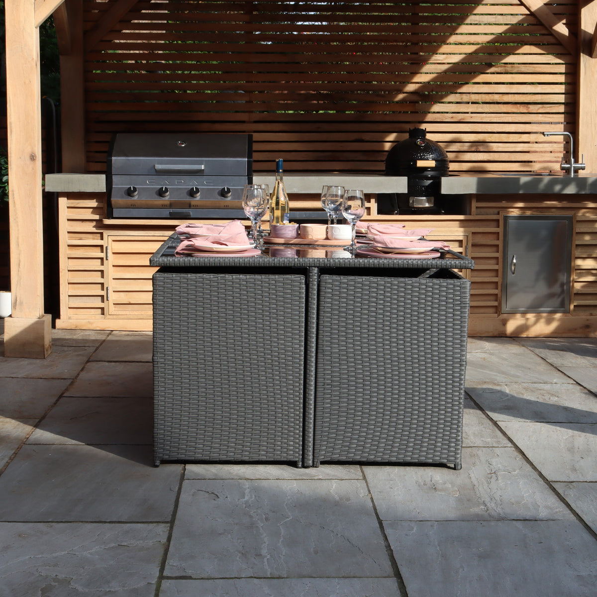 Cannes Grey Rattan 10 Seater Cube Sining Set from Roseland Furniture
