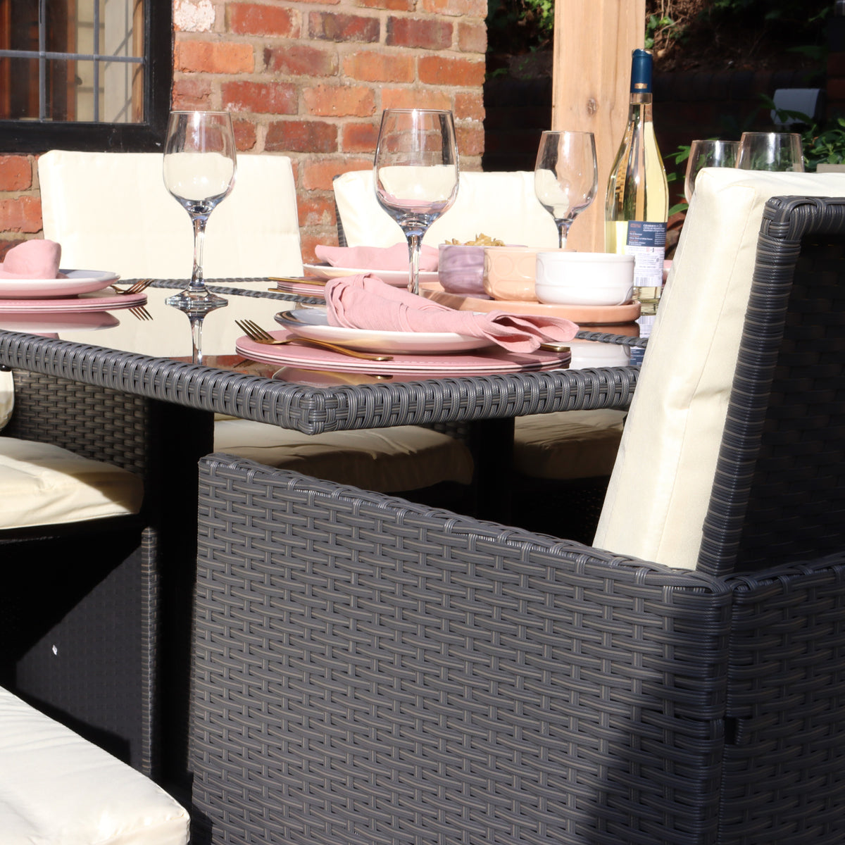 Cannes Grey Rattan 10 Seater Cube Sining Set from Roseland Furniture