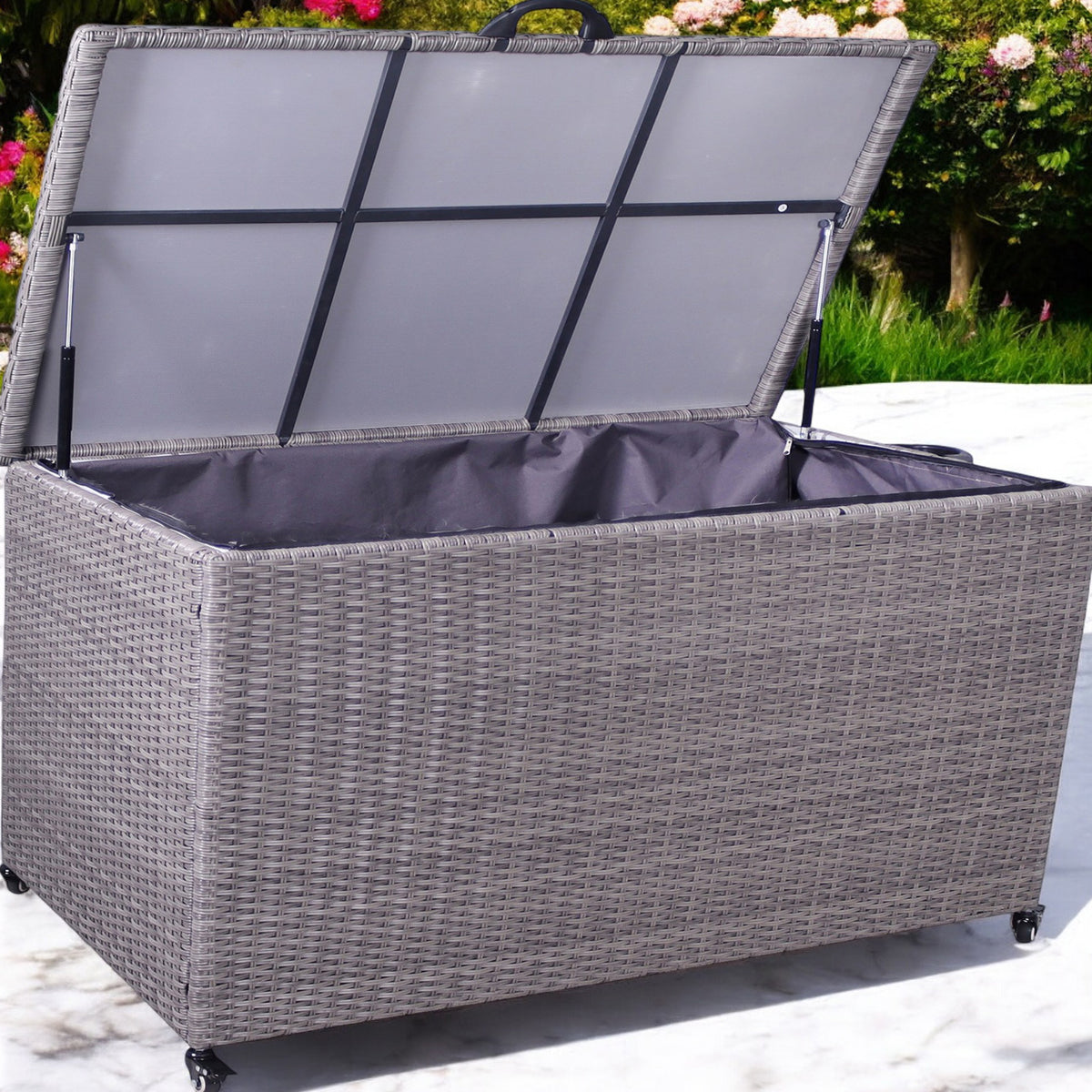 Charcoal Weave KD Cushion Storage Box 826L from Roseland Furniture