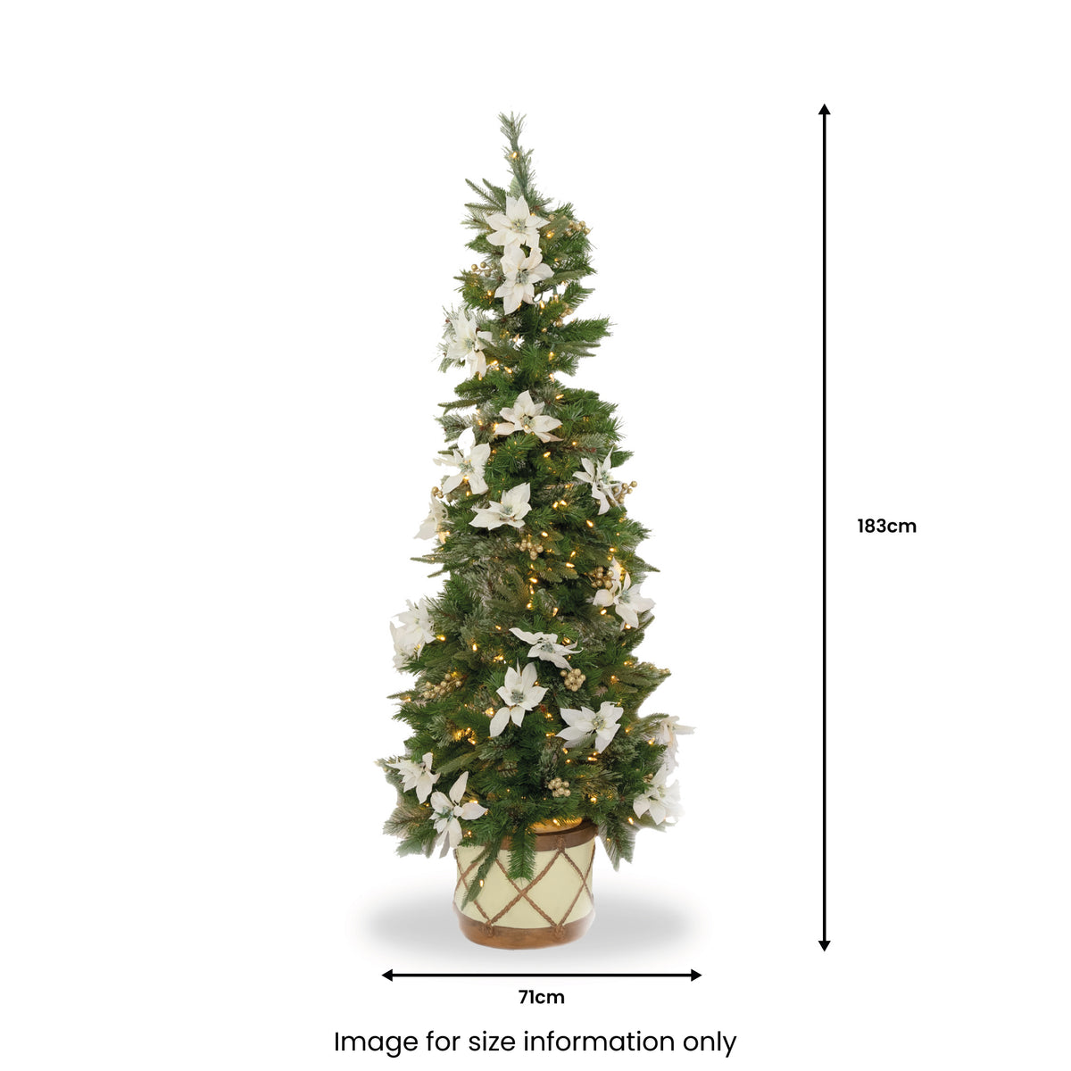 Colonial Fir Warm White LED 6ft Tree with White Drum from Roseland