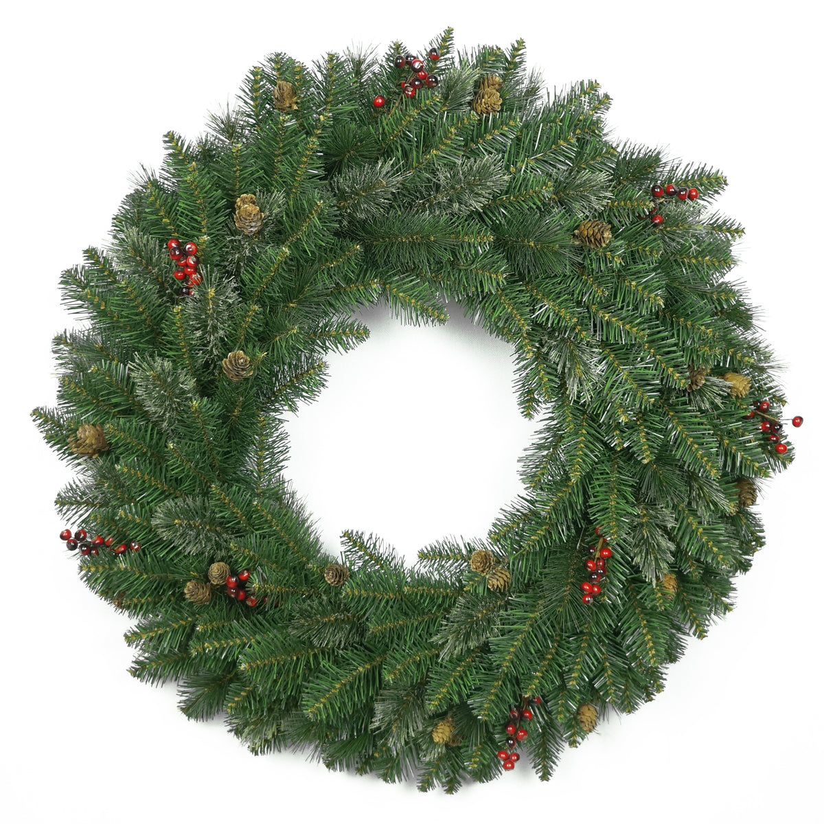 Decorative Collection 24" Wreath with Cones & Red Berries from Roseland Furniture