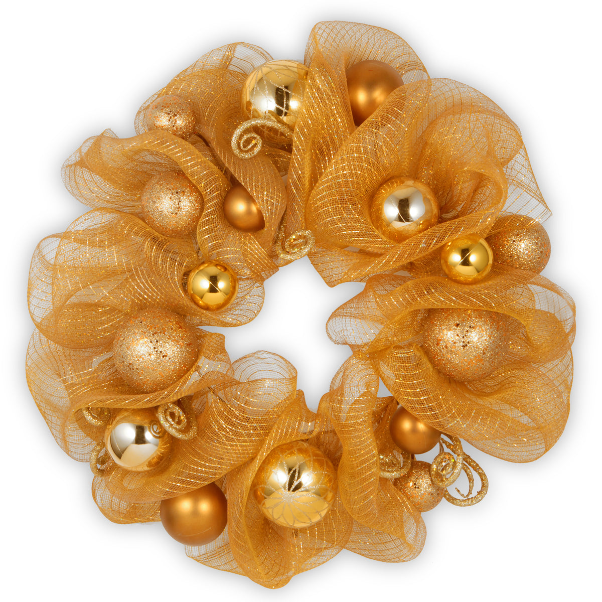 Decorative Collection 24" Wreath with Gold Ribbon from Roseland Furniture