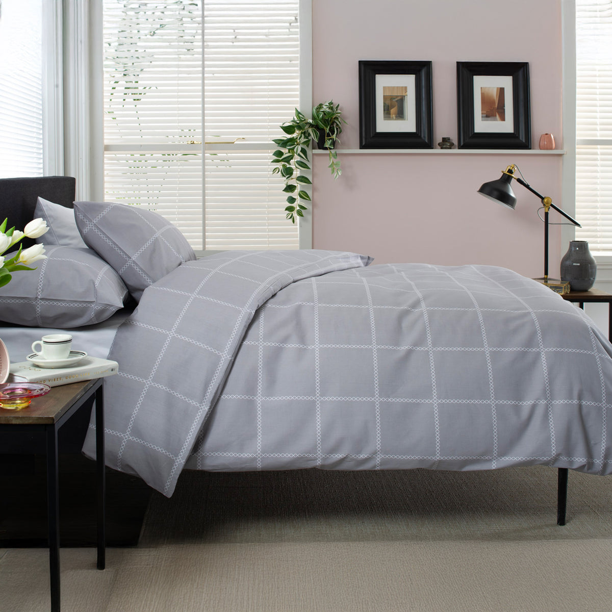 Crossley Heath Single Duvet Set Grey White from Roseland Furniture