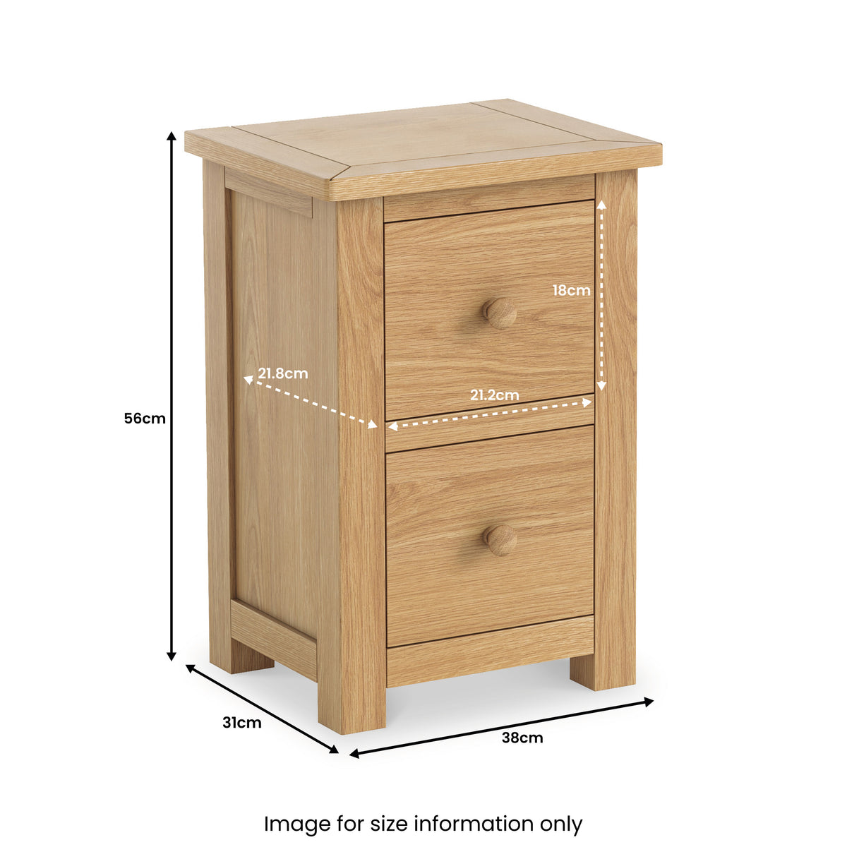 Duchy Oak Slim 2 Drawer Bedside Cabinet