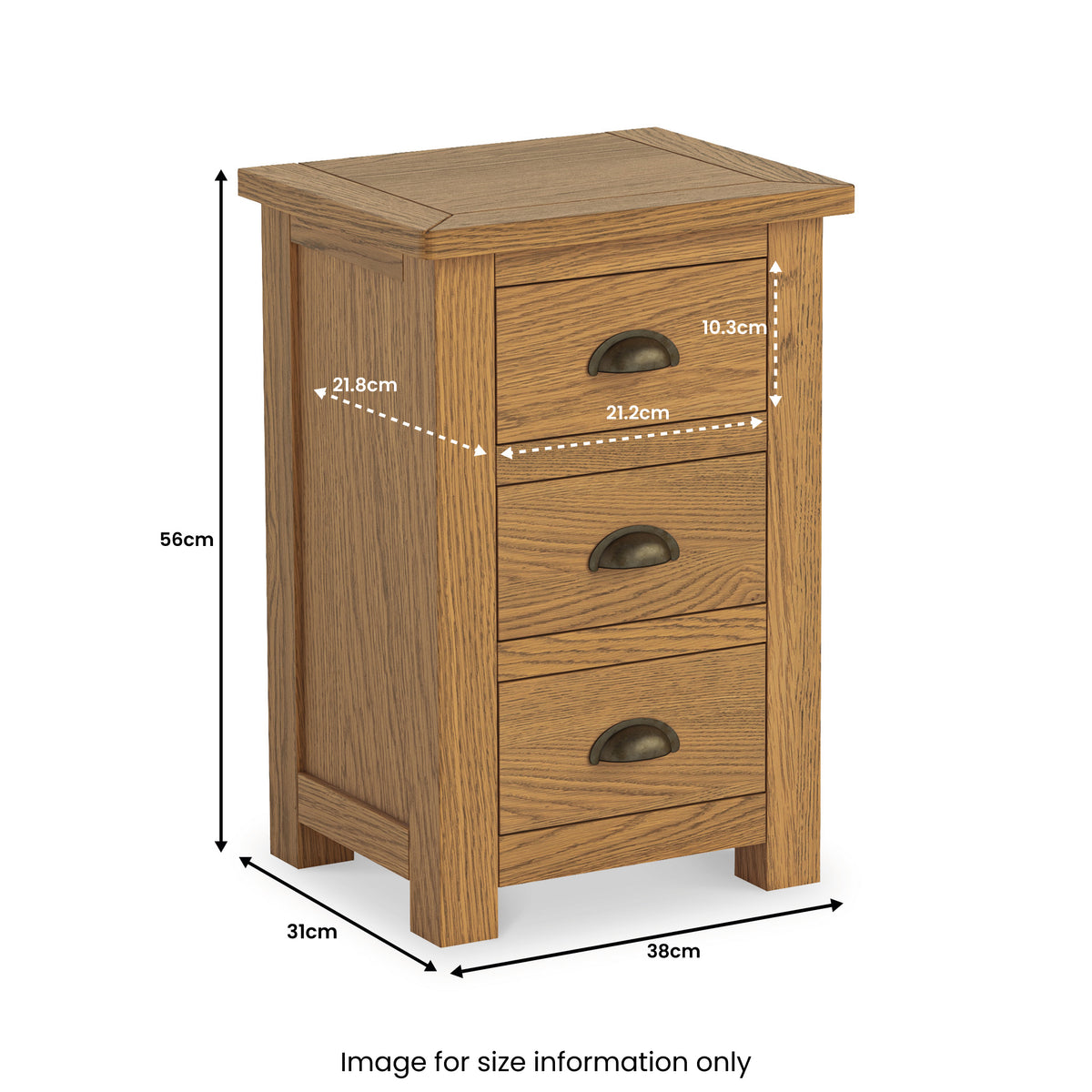 Duchy Waxed Oak 3 Drawer Bedside Table from Roseland Furniture