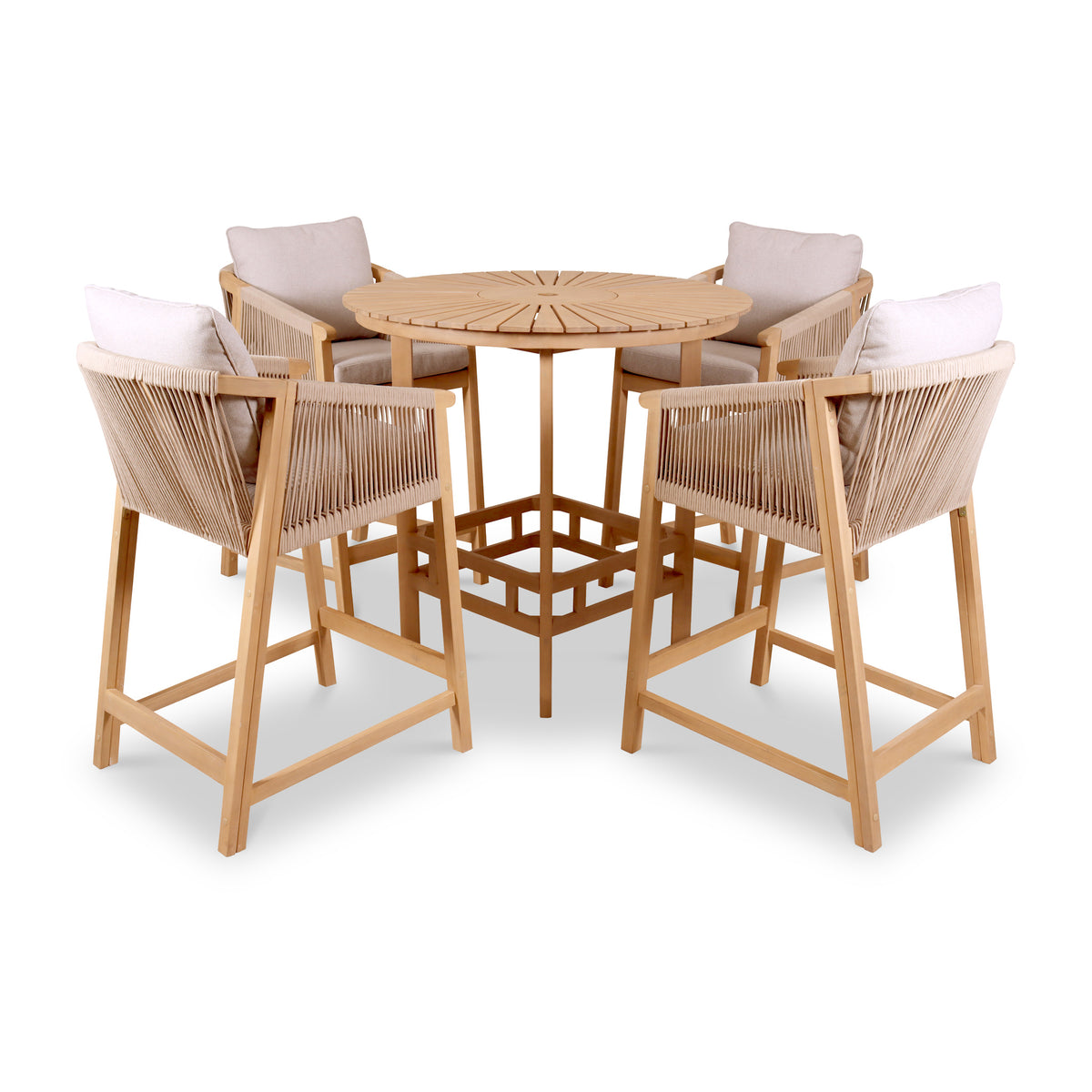 Roma FSC Bar Set 100cm High Table with 4 Deluxe Roma Bar Stools from Roseland Furniture