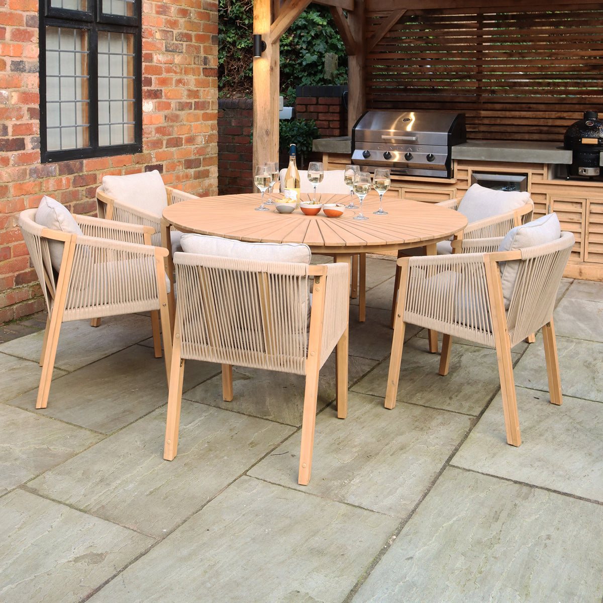 Roma FSC 150cm Table 6 Roma Deluxe Chairs from Roseland Furniture