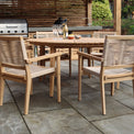 Roma FSC 150cm Table 6 Stacking Rope Chairs from Roseland Furniture