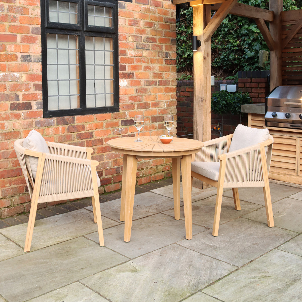 Roma FSC 80cm Table 2 Deluxe Chairs from Roseland Furniture