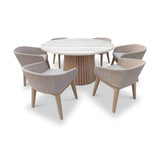 FSC 1 Jupiter 150cm Round Table w 6 Eden Dawn Dining Chairs from Roseland Furniture