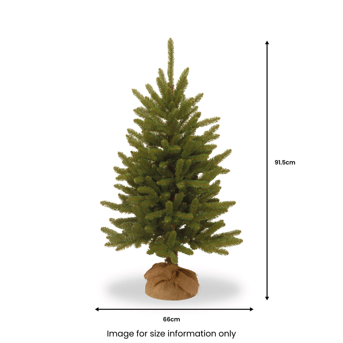 Kensington Fir 3ft Christmas Tree with Burlap Bag Dimensions