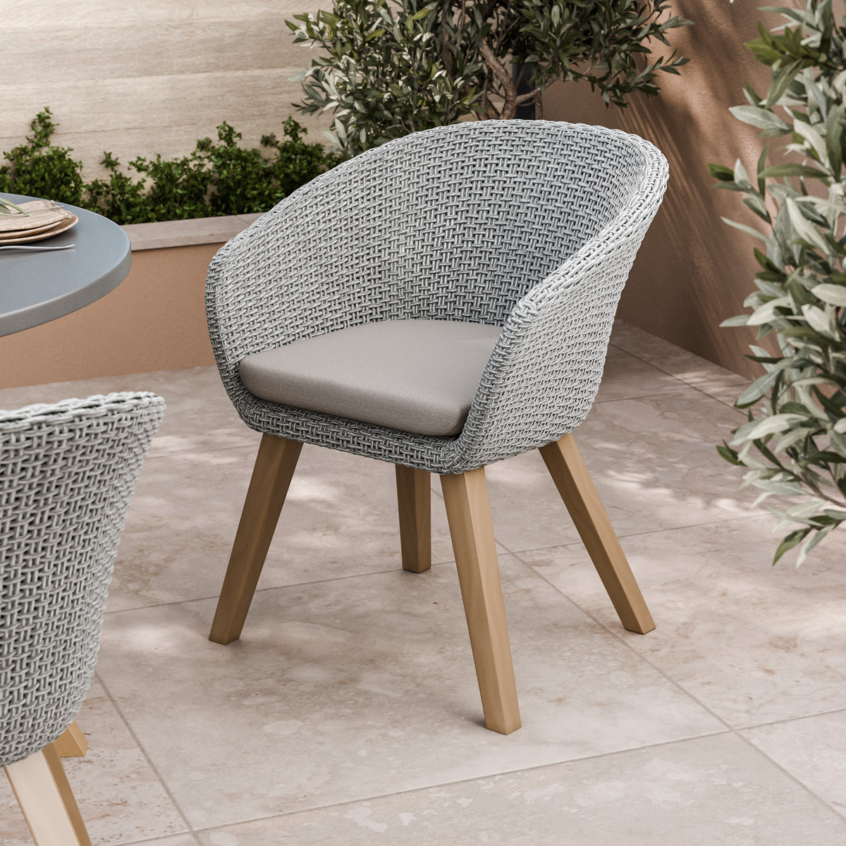 FSC 1 Luna 120cm Round table w 4 Sol Dining Chairs from Roseland Furniture