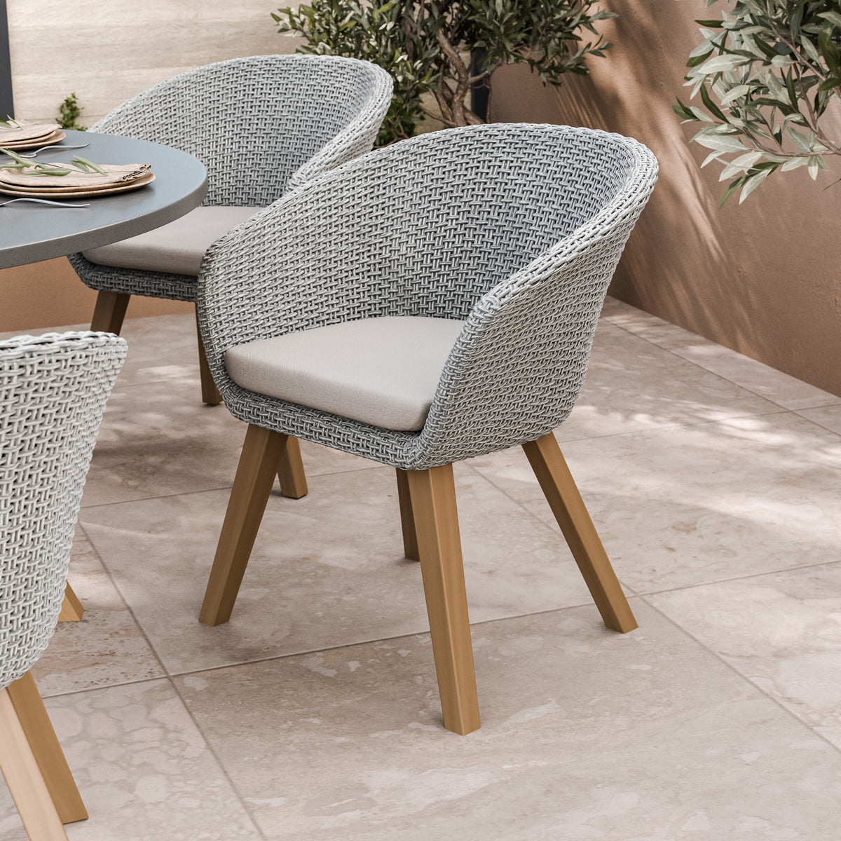 FSC 1 Luna 150cm Round table w 6 Sol Dining Chairs from Roseland Furniture