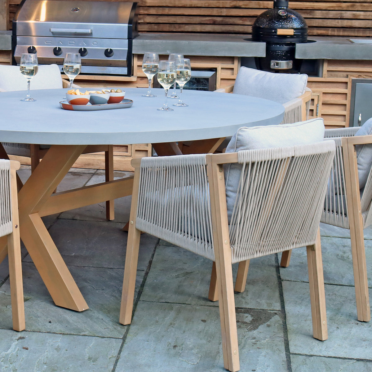 Luna Ellipse Concrete Set with 6 Chairs from Roseland Furniture