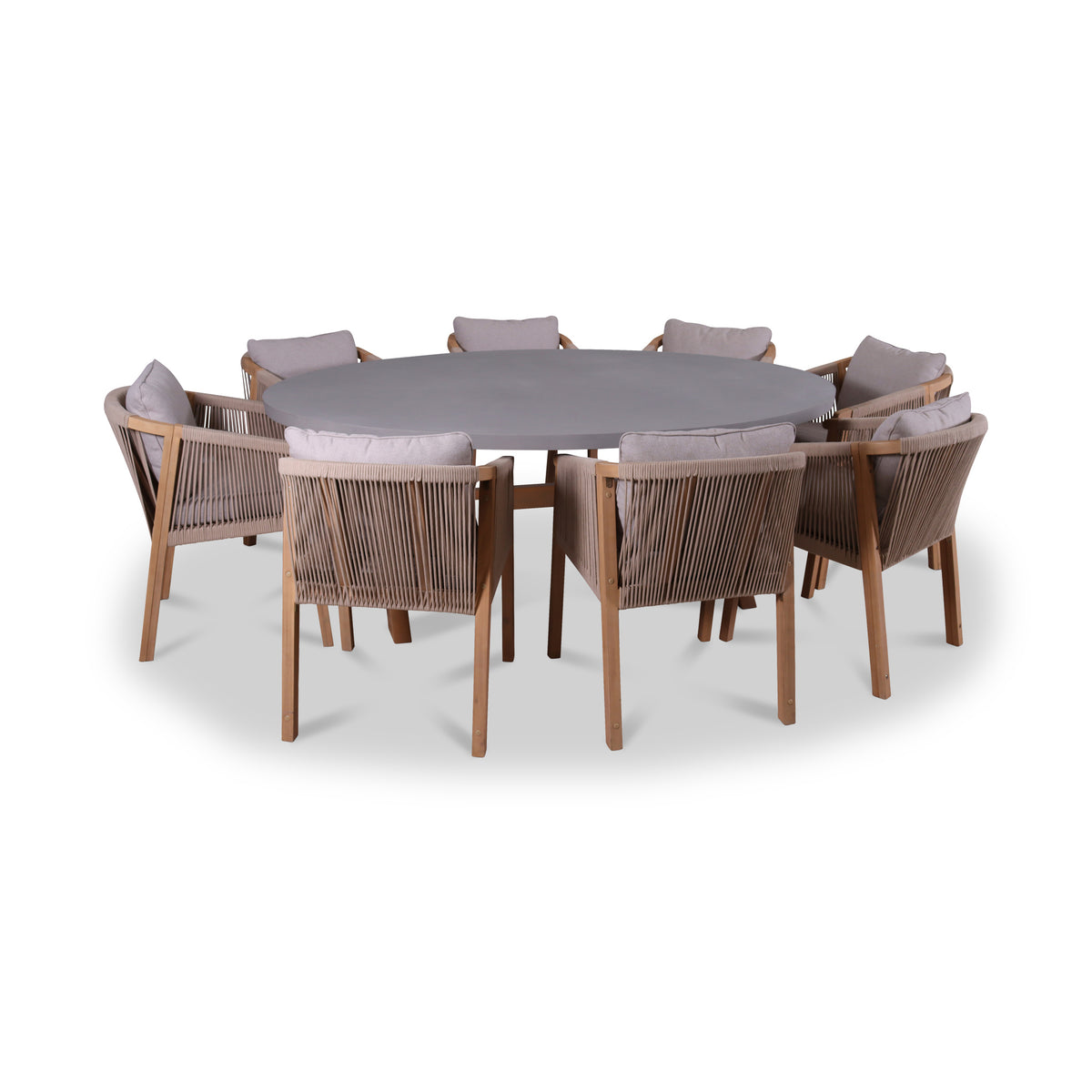 Luna Ellipse Concrete Table Set with 8 Chairs from Roseland Furniture