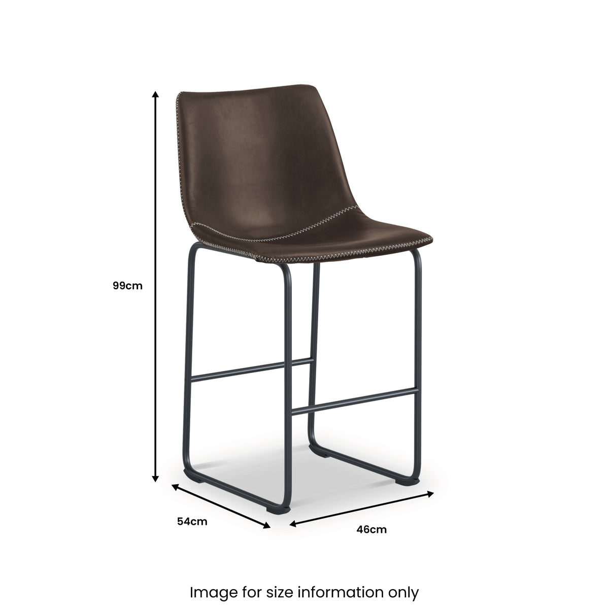 Lamar Brown Faux Leather Bar Stool dimensions