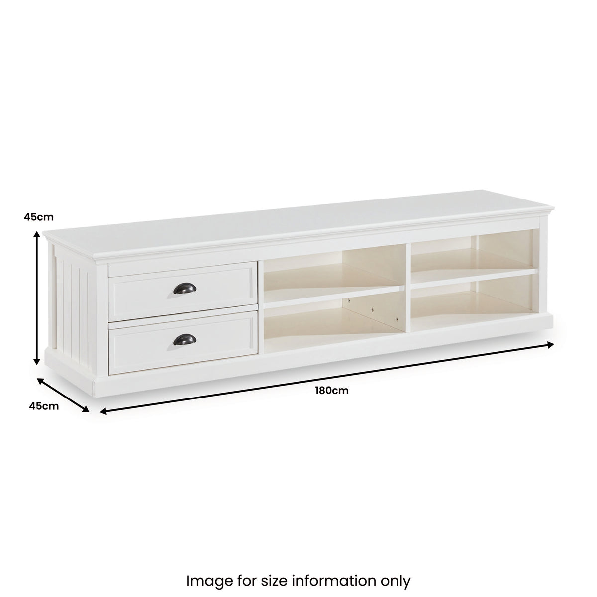 Leighton White 180cm Extra Wide TV Unit from Roseland Furniture