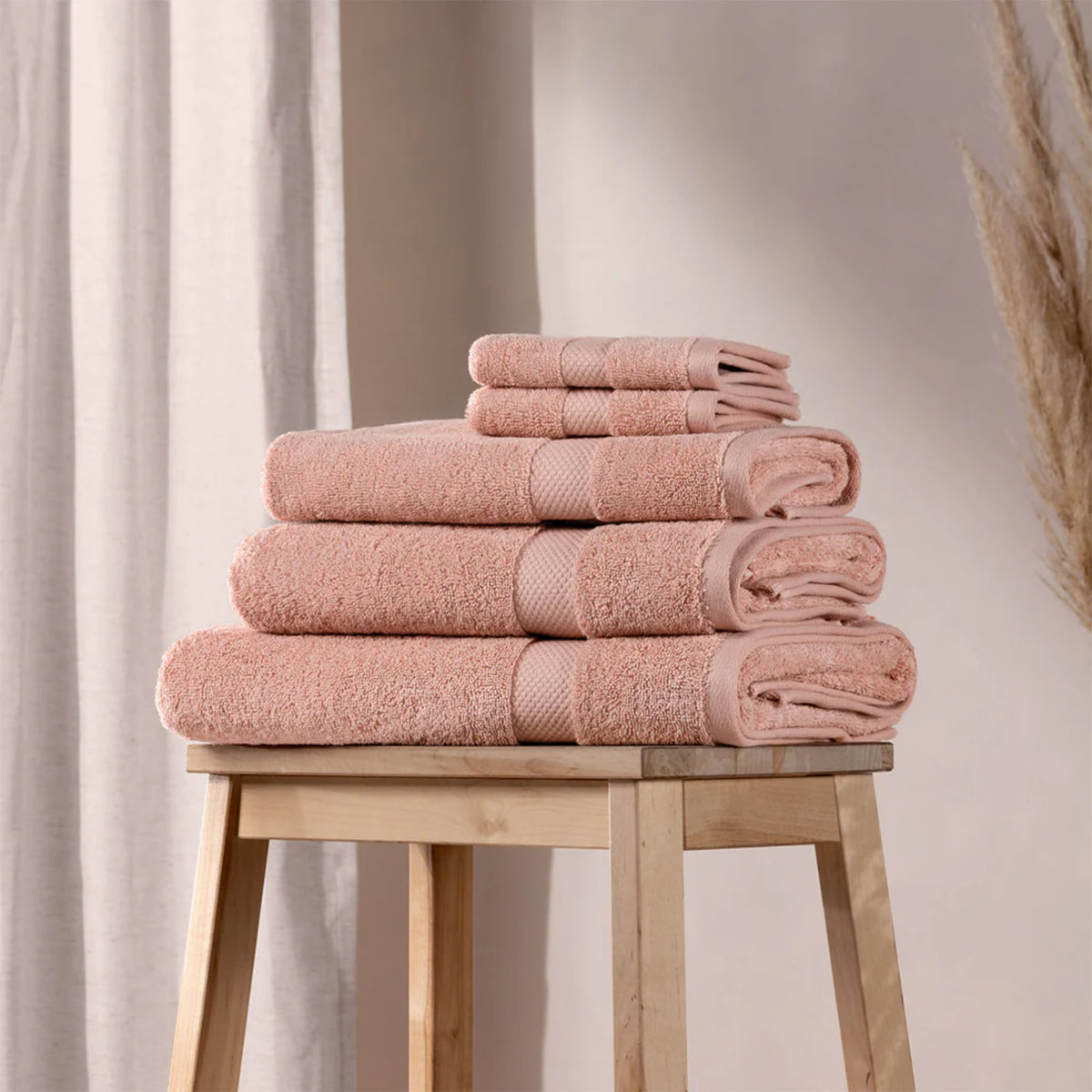 Loft 6pc Blush Cotton Hand / Bath Sheet Towel Set