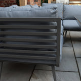 Mayfair 150cm Outdoor Corner Fire Pit Table Garden Lounge Set Grey from Roseland Furniture