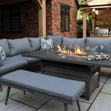 Mayfair 150cm Outdoor Corner Fire Pit Table Garden Lounge Set Grey from Roseland Furniture