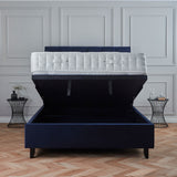 Francis Ink Blue Velvet Ottoman Storage Bed from Roseland Furniture
