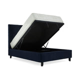 Francis Ink Blue Velvet Ottoman Storage Bed from Roseland Furniture
