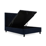 Francis Ink Blue Velvet Ottoman Storage Bed from Roseland Furniture