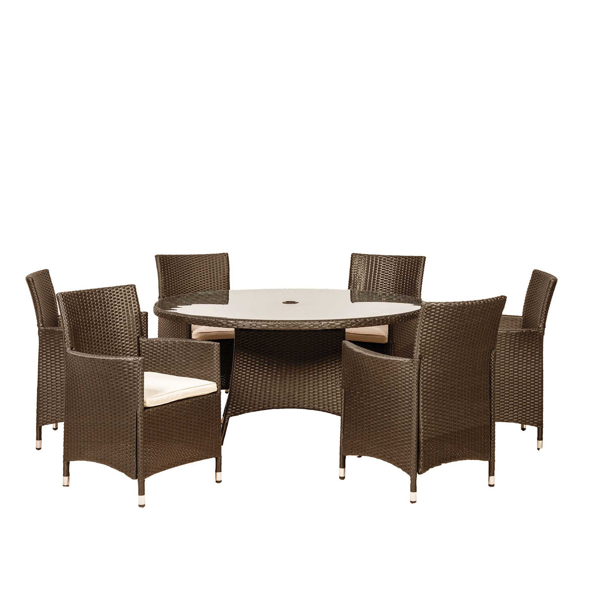 Vada 140cm 6 Seat Rattan Round Dining Set