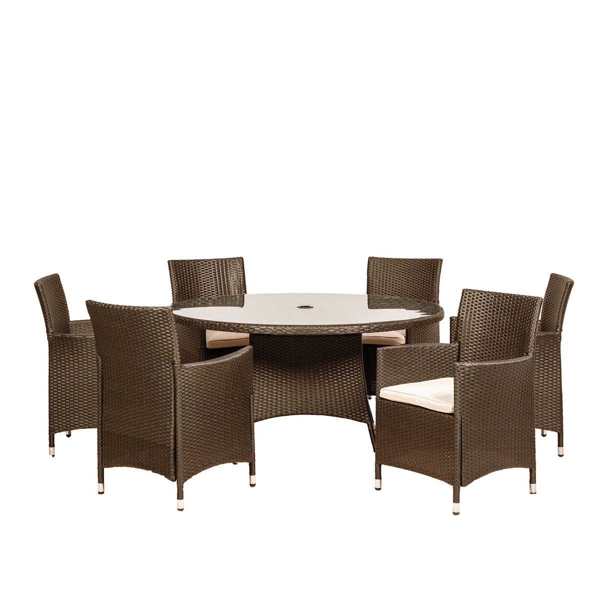 Vada 140cm 6 Seat Rattan Round Dining Set