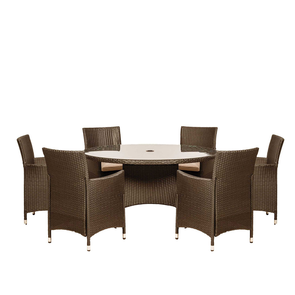 Vada 140cm 6 Seat Rattan Round Dining Set