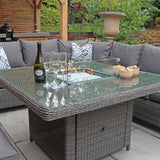 Paris 120cm Fire Pit Dine or Lounge Rattan Set With Bench from Roseland Furniture